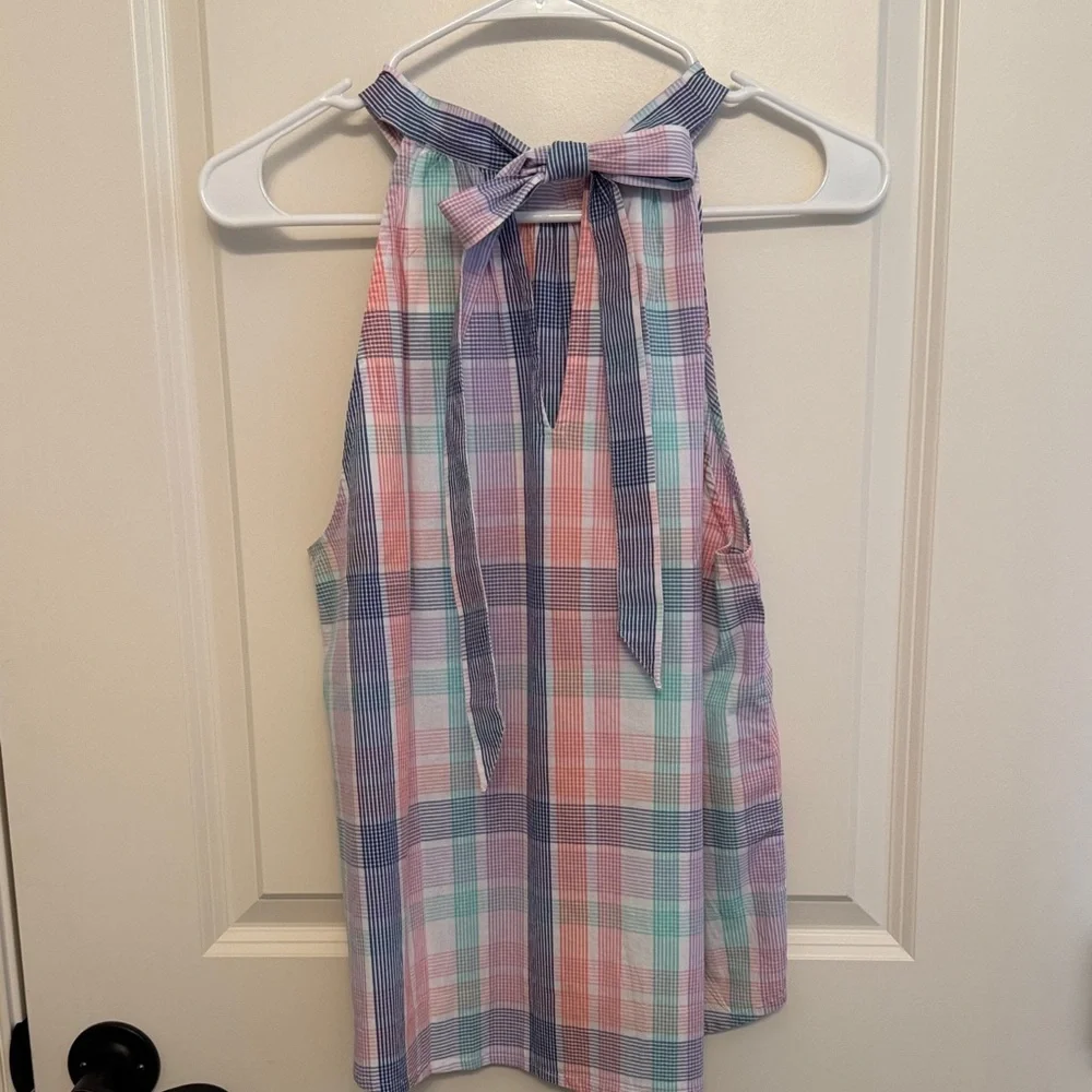 J. Crew‎ Plaid Halter Tank - Pink, Blue & Mint